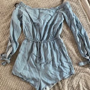 Bebe Denim Small Romper Jumpsuit Sexy Fashion Dress